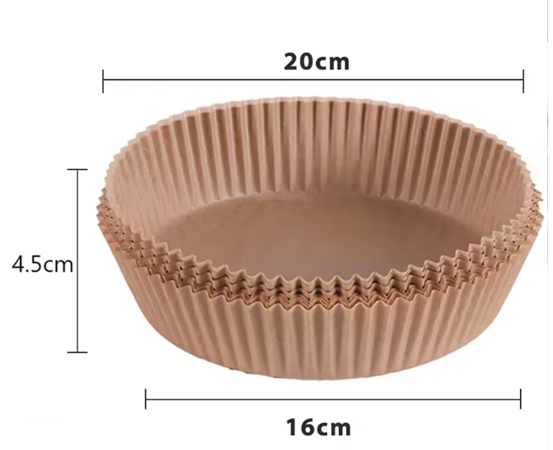 Heißluftfritteusenpapier, 16 cm, rund, Familienpackung, 200 Stück, BPA-frei, PFAS-frei, ungebleicht