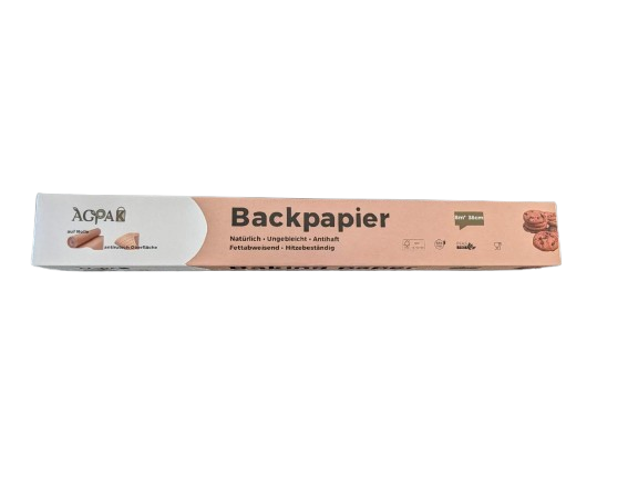 Backpapier auf Rolle, 8m*38cm, BPA-frei, PFAS-frei, Ungebleicht, 40g/m2, beidseitig Antihaftbeschichtung
