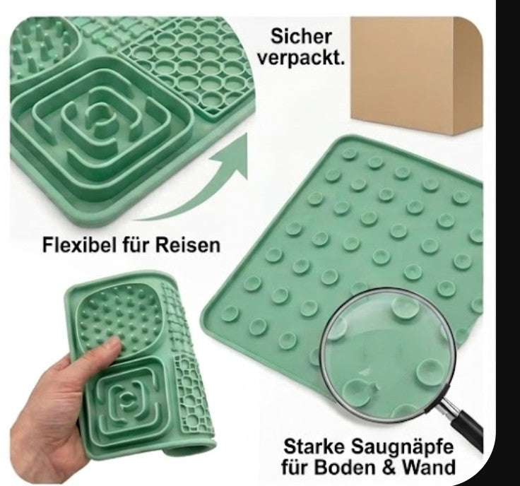 Premium Slow-Feeder Leckmatte für Hunde & Katzen – Anti-Schling-Napf mit starker Saugnapf-Befestigung