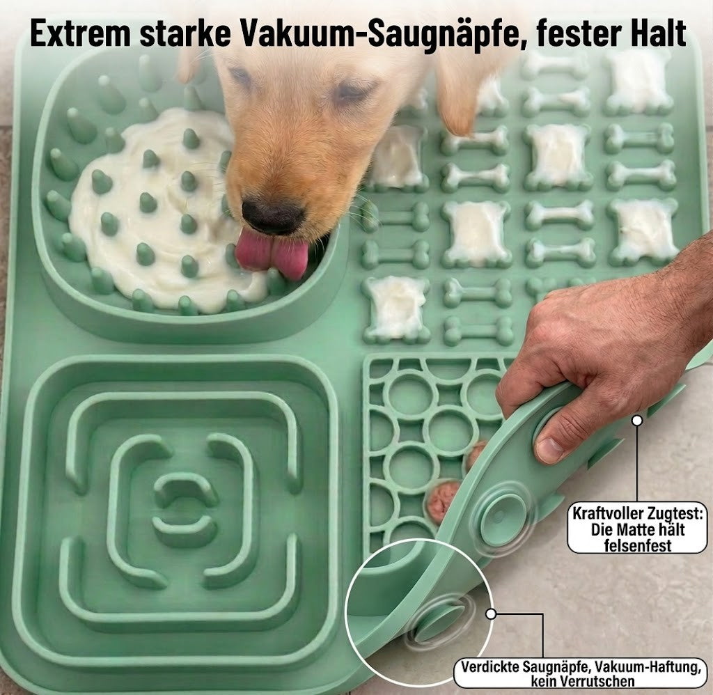 Premium Slow-Feeder Leckmatte für Hunde & Katzen – Anti-Schling-Napf mit starker Saugnapf-Befestigung