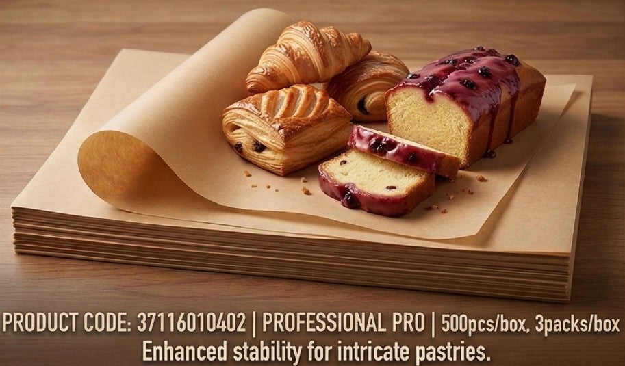 Backpapier als Bogen 60cm*40cm, BPA-frei, PFAS-frei, ungebleicht, 40g/m², Güteklasse II, Professional Pro, stark
