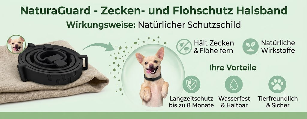 Zecken- und Flohhalsband für Hunde – 70cm, wasserdicht, 100 % natürlich