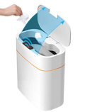 Weiß, 12L, intelligenter Sensor-Mülleimer, schlank, wasserdicht, für schmale Räume wie Schlafzimmer, Wohnzimmer, Badezimmer, Maße 31*15*31cm, 50 Stück passgenaue, 100% kompostierbare Müllbeutel enthalten