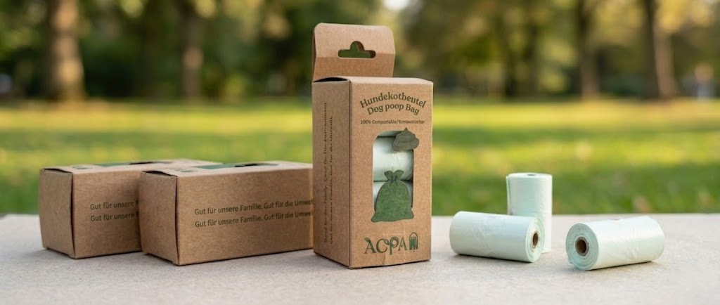 Kompostierbare Hundekotbeutel – 8 Rollen, 15 Beutel/Rolle, 6,99 €/Packung
