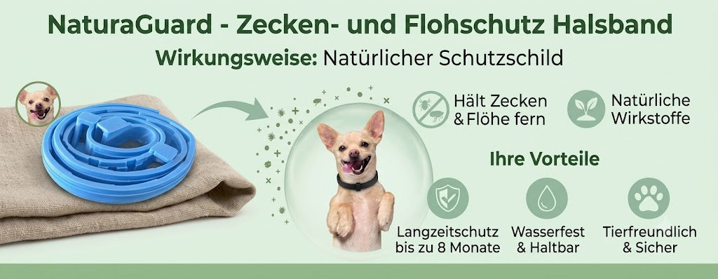 Zecken- und Flohhalsband für Hunde – 70cm, wasserdicht, 100 % natürlich