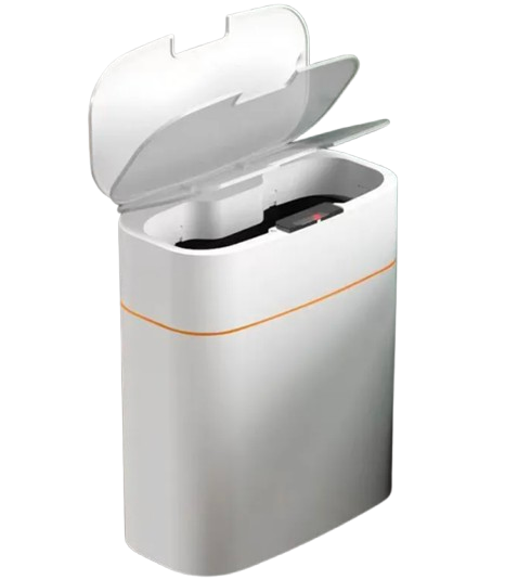 Weiß, 12L, intelligenter Sensor-Mülleimer, schlank, wasserdicht, für schmale Räume wie Schlafzimmer, Wohnzimmer, Badezimmer, Maße 31*15*31cm, 50 Stück passgenaue, 100% kompostierbare Müllbeutel enthalten