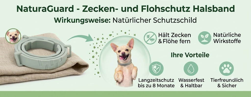 Zecken- und Flohhalsband für Hunde – 70cm, wasserdicht, 100 % natürlich