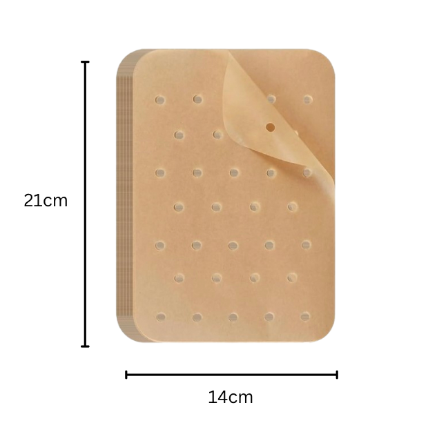 Heißluftfritteusen-Backpapier, Grillpapier, Dampfgarer, rechteckig, 21*14cm, Antihaftbeschichtung, perforiert, kompatibel mit den meisten HEISSLUFTFRITTEUSEN-MARKEN auf dem europäischen Markt