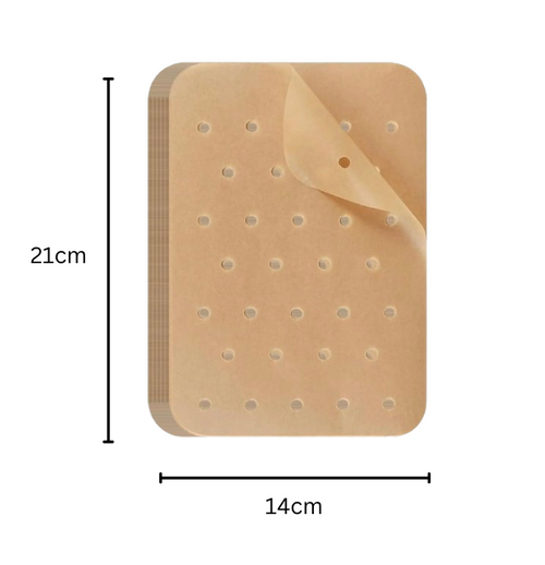 Heißluftfritteusen-Backpapier, Grillpapier, Dampfgarer, rechteckig, 21*14cm, Antihaftbeschichtung, perforiert, kompatibel mit den meisten HEISSLUFTFRITTEUSEN-MARKEN auf dem europäischen Markt